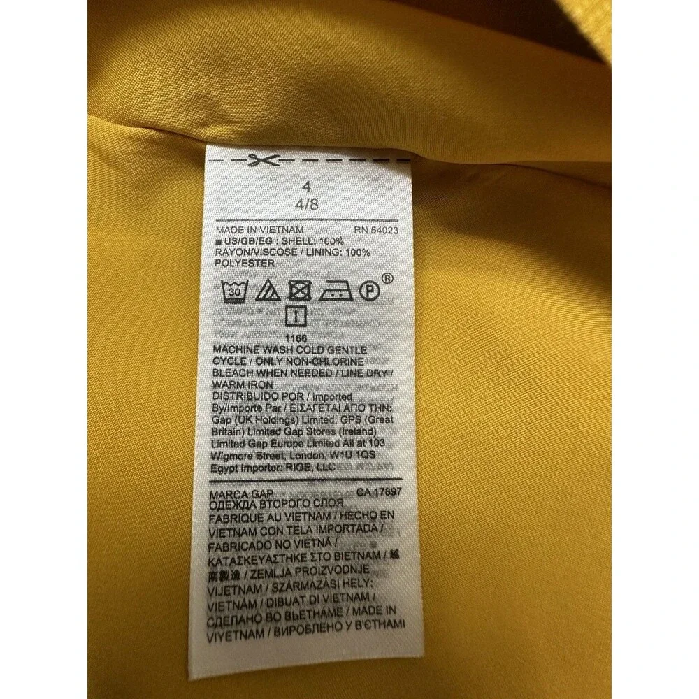 NWT Gap Women's 4 Yellow Floral Side Button Midi Skirt NEW